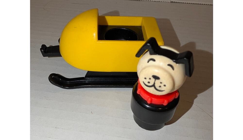 Vintage 1970's Fisher Price Little People Snowmobile Sled Dog Figure